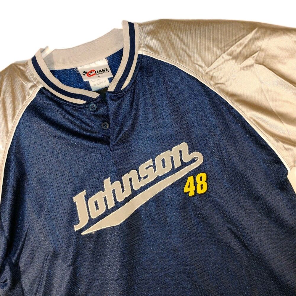 VTG Jimmie Johnson #48 NASCAR Chase Authentics Blue & Gray Jersey Mens Medium